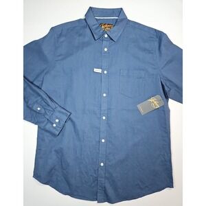 Johnny Bigg Men's Blue Linen Blend Button Up‎ Long Sleeve Shirt Size Large NWT